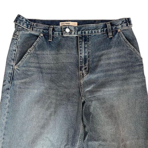 GRLFRND x Maggie MacDonald Leigh Mid Rise Trousers in Legacy Park Blue size 29 - Picture 4 of 7